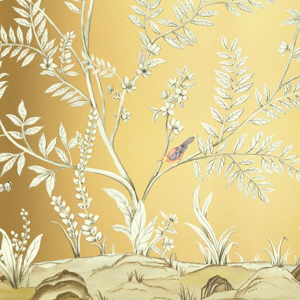 Sample - W4185-4 | Kravet Design, Gold Botanical - Kravet Wallpaper - W4185.4.0