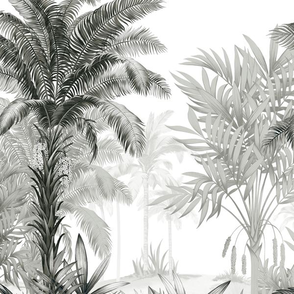 Sample - W4192-8 | Kravet Design, Black Botanical - Kravet Wallpaper - W4192.8.0