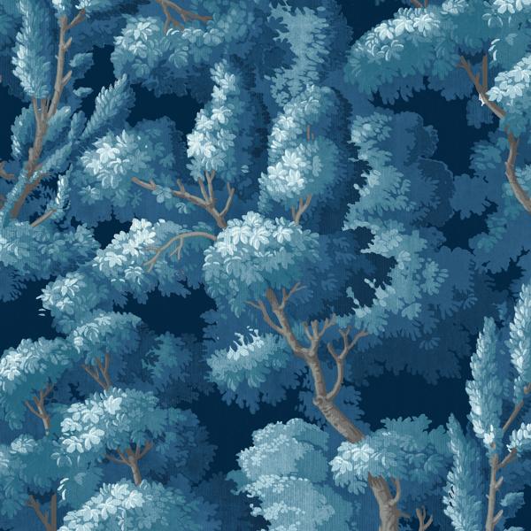 Sample - W4193-550 | Kravet Design, Blue Botanical - Kravet Wallpaper - W4193.550.0