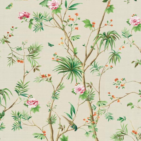 Sample - W4194-716 | Kravet Design, Pink Botanical - Kravet Wallpaper - W4194.716.0