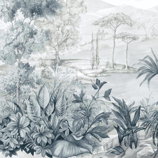 Sample - W4198-52 | Kravet Design, Blue Toile - Kravet Wallpaper - W4198.52.0