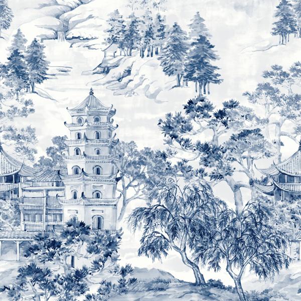 Purchase W4199-155 Kravet Design, Blue Toile - Kravet Wallpaper - W4199.155.0