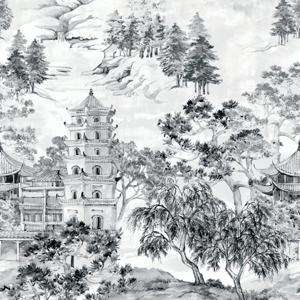 Purchase W4199-2111 Kravet Design, Grey Chinoiserie - Kravet Wallpaper - W4199.2111.0