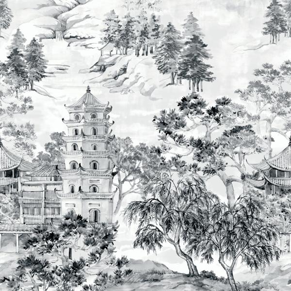 Sample - W4199-2111 | Kravet Design, Grey Chinoiserie - Kravet Wallpaper - W4199.2111.0