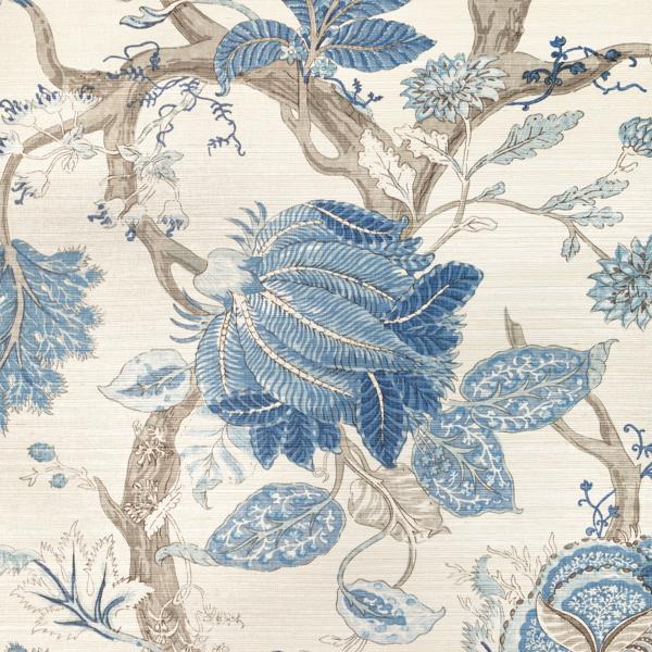 Sample - W4201-155 | Kravet Design, Blue Botanical - Kravet Wallpaper - W4201.155.0