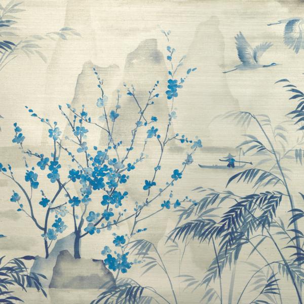 Sample - W4205-511 | Kravet Design, Blue Chinoiserie - Kravet Wallpaper - W4205.511.0