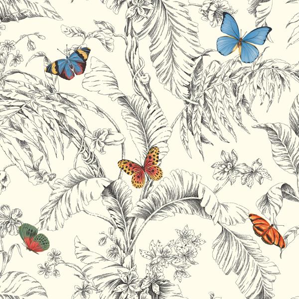 Sample - W4234-814 | Kravet Design, Multi Color Toile - Kravet Design Wallpaper - W4234.814.0