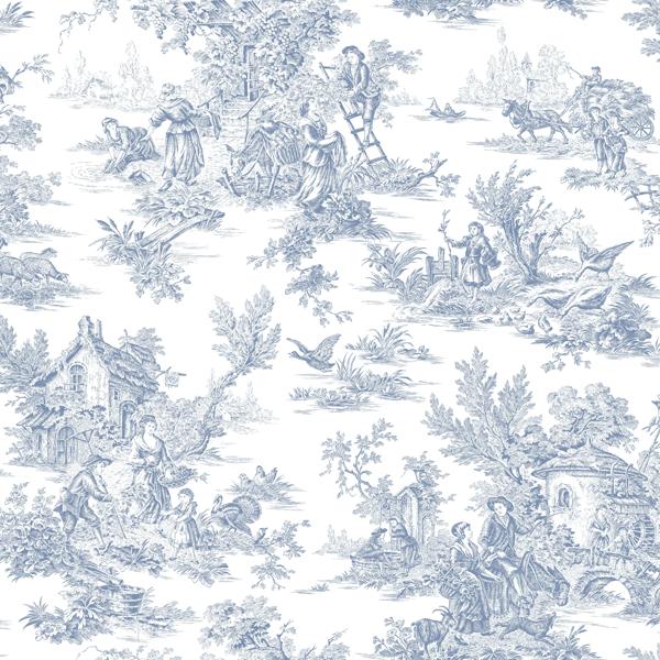 Sample - W4235-5 | Kravet Design, Blue Toile - Kravet Design Wallpaper - W4235.5.0