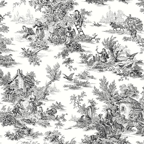 Sample - W4235-8 | Kravet Design, Black Toile - Kravet Design Wallpaper - W4235.8.0