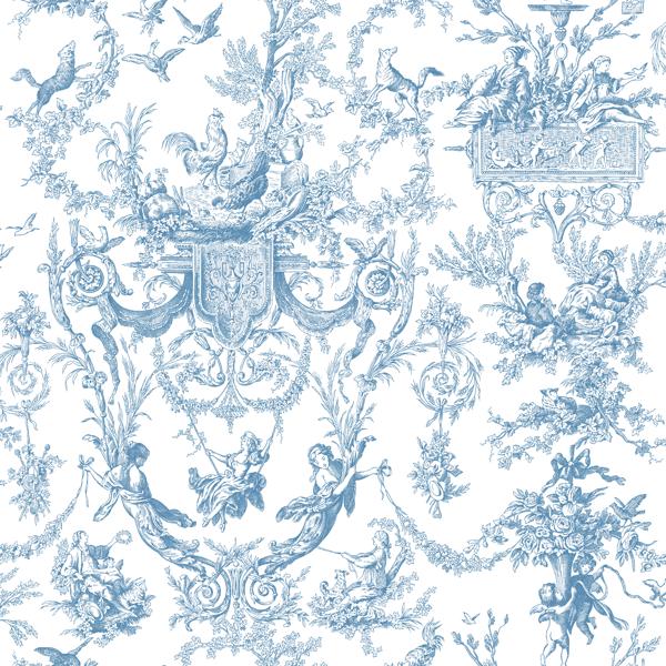 Sample - W4236-5 | Kravet Design, Blue Toile - Kravet Design Wallpaper - W4236.5.0