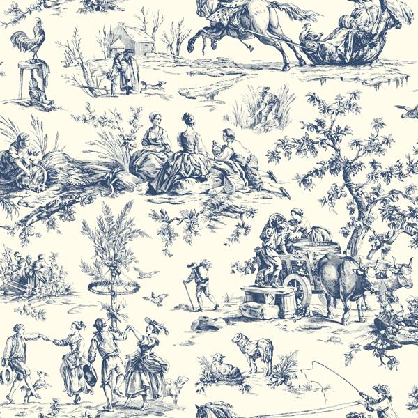 Purchase W4237-50 Kravet Design, Blue Toile - Kravet Design Wallpaper - W4237.50.0