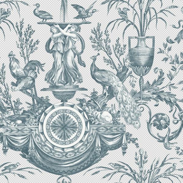Sample - W4239-35 | Kravet Design, Blue Toile - Kravet Design Wallpaper - W4239.35.0