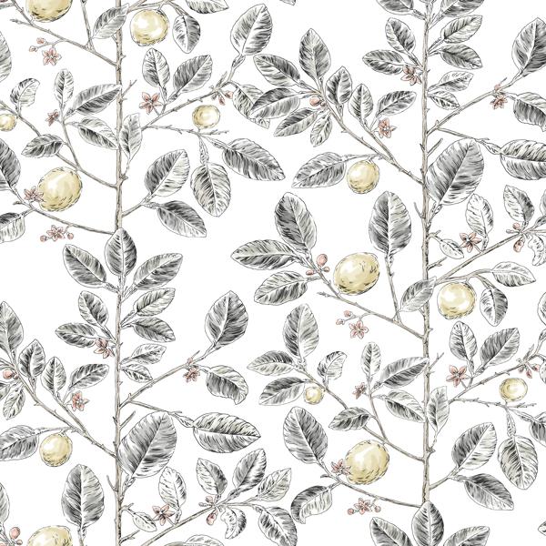 Sample - W4241-21 | Kravet Design, Grey Botanical - Kravet Design Wallpaper - W4241.21.0