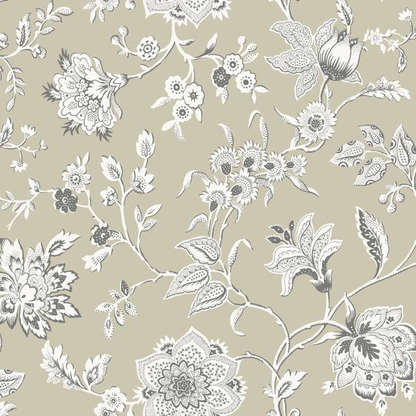 Sample - W4242-106 | Kravet Design, Beige Floral - Kravet Design Wallpaper - W4242.106.0