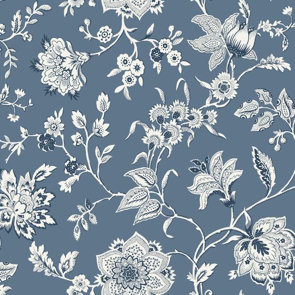 Sample - W4242-5 | Kravet Design, Blue Floral - Kravet Design Wallpaper - W4242.5.0