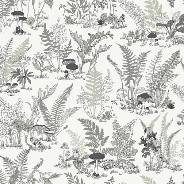 Purchase W4244-1121 Kravet Design, Grey Botanical - Kravet Design Wallpaper - W4244.1121.0