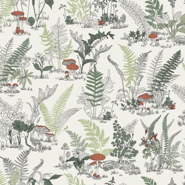Sample - W4244-324 | Kravet Design, Green Botanical - Kravet Design Wallpaper - W4244.324.0