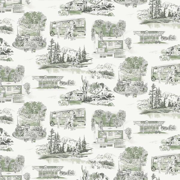 Sample - W4245-31 | Kravet Design, Green Architectural - Kravet Design Wallpaper - W4245.31.0
