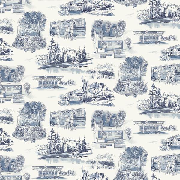 Sample - W4245-51 | Kravet Design, Blue Architectural - Kravet Design Wallpaper - W4245.51.0