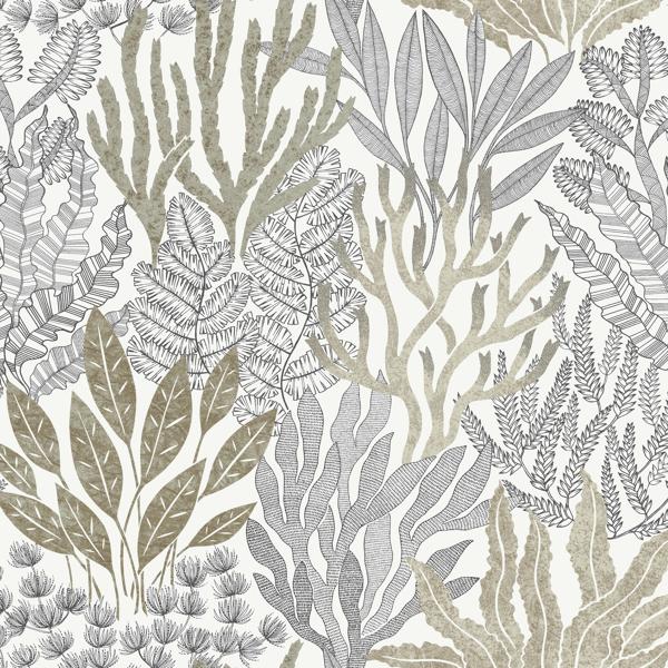 Sample - W4246-106 | Kravet Design, Green Botanical - Kravet Design Wallpaper - W4246.106.0
