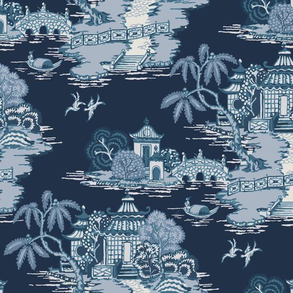 Sample - W4247-50 | Kravet Design, Blue Toile - Kravet Design Wallpaper - W4247.50.0