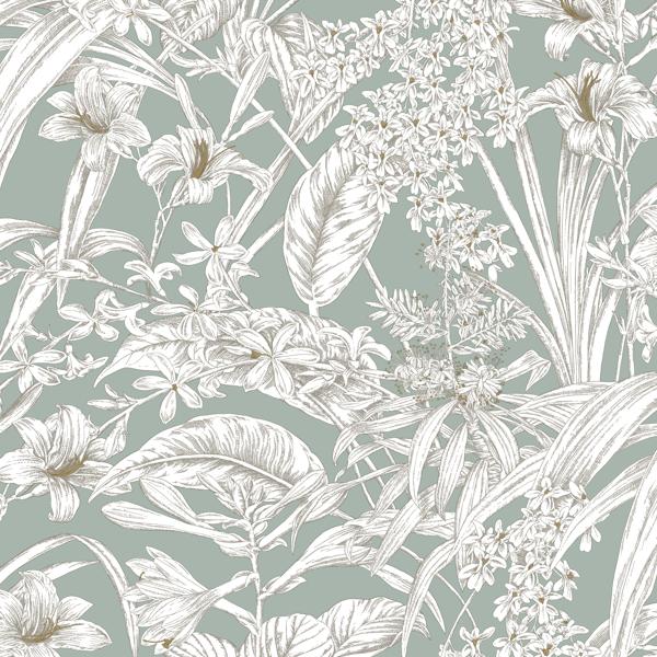 Sample - W4248-13 | Kravet Design, Green Botanical - Kravet Design Wallpaper - W4248.13.0