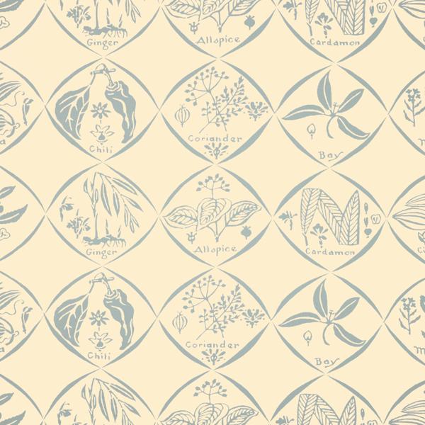 Sample - W4262-15 | Spices Wp, Blue Novelty - Kravet Couture Wallpaper - W4262.15.0