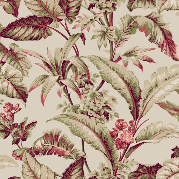 Sample - W4272-319 | Kravet Design, Red Botanical - Kravet Design Wallpaper - W4272.319.0