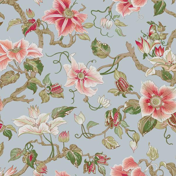 Sample - W4274-517 | Kravet Design, Blue Floral - Kravet Design Wallpaper - W4274.517.0