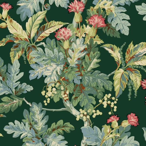 Sample - W4275-3 | Kravet Design, Green Botanical - Kravet Design Wallpaper - W4275.3.0