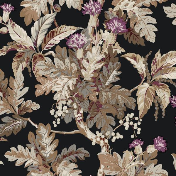Sample - W4275-86 | Kravet Design, Purple Botanical - Kravet Design Wallpaper - W4275.86.0