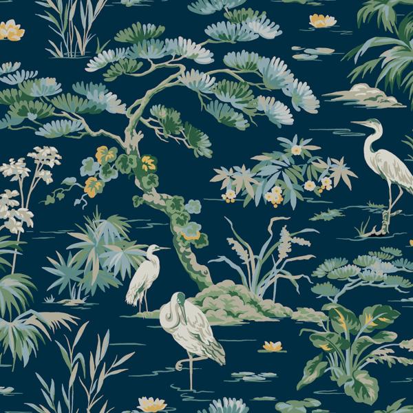 Sample - W4277-50 | Kravet Design, Blue Botanical - Kravet Design Wallpaper - W4277.50.0