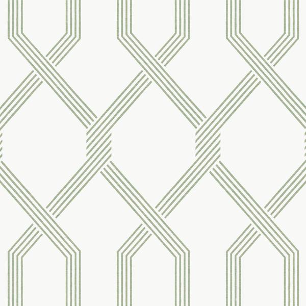 Sample - W4279-31 | Kravet Design, Green Trellis - Kravet Design Wallpaper - W4279.31.0