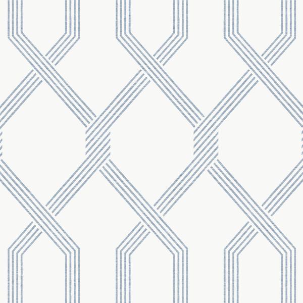 Sample - W4279-51 | Kravet Design, Blue Trellis - Kravet Design Wallpaper - W4279.51.0
