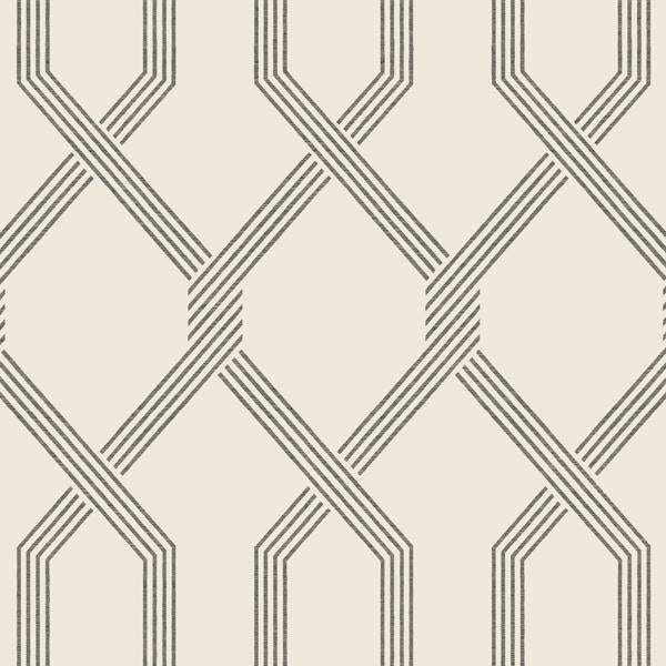 Sample - W4279-81 | Kravet Design, Grey Trellis - Kravet Design Wallpaper - W4279.81.0