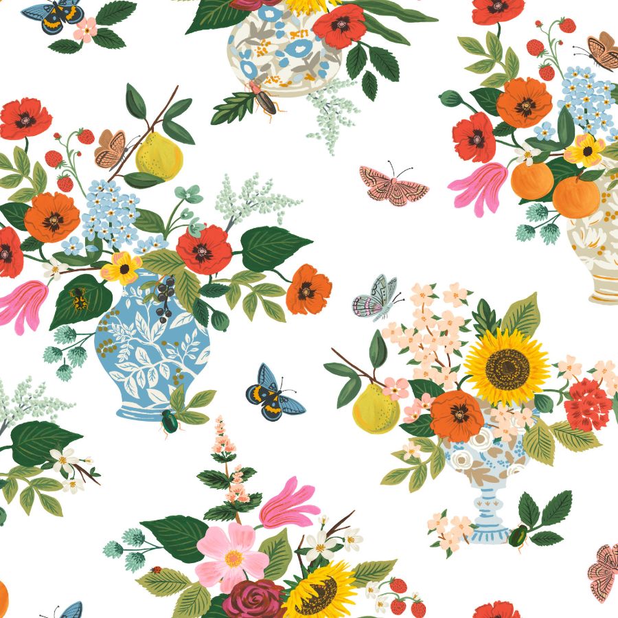 Sample - W4288-419 | Kravet Design, Red Floral - Kravet Design Wallpaper - W4288.419.0