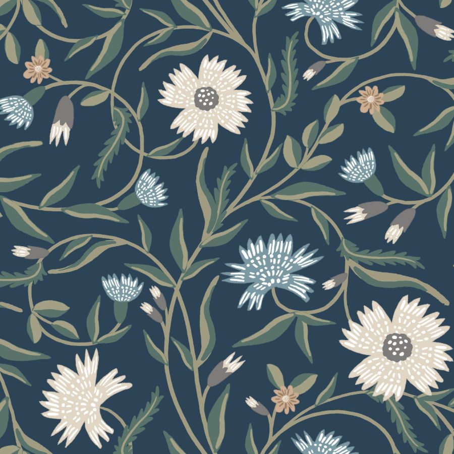 Sample - W4291-511 | Kravet Design, Grey Floral - Kravet Design Wallpaper - W4291.511.0