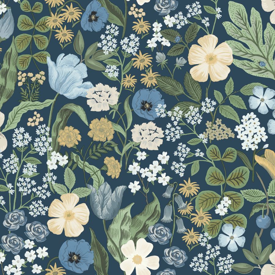 Sample - W4296-515 | Kravet Design, Light Blue Floral - Kravet Design Wallpaper - W4296.515.0