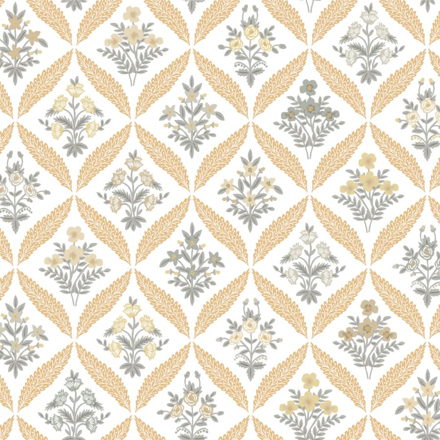 Sample - W4298-411 | Kravet Design, Grey Floral - Kravet Design Wallpaper - W4298.411.0
