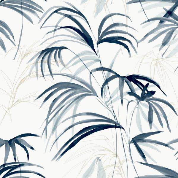 Sample - W4305-51 | Kravet Design, Blue Botanical - Kravet Design Wallpaper - W4305.51.0