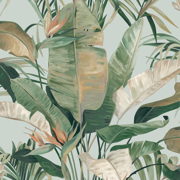 Sample - W4307-3 | Kravet Design, Green Botanical - Kravet Design Wallpaper - W4307.3.0
