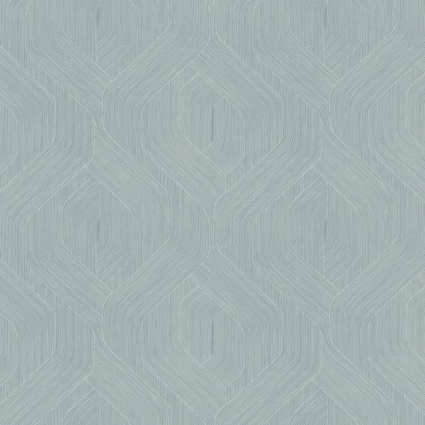 Sample - W4314-15 | Kravet Design, Blue Geometric - Kravet Design Wallpaper - W4314.15.0
