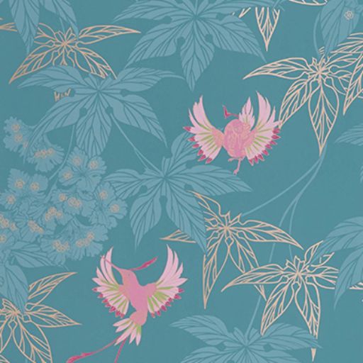 Purchase Sample - W5603-10 Folium Grove Garden Teal/Pink Osborne & Little Wallpaper