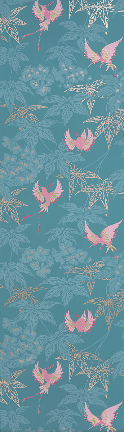 Purchase SKU# W5603-10 pattern name & colorFolium Grove Garden Teal/Pink Osborne & Little Wallpaper