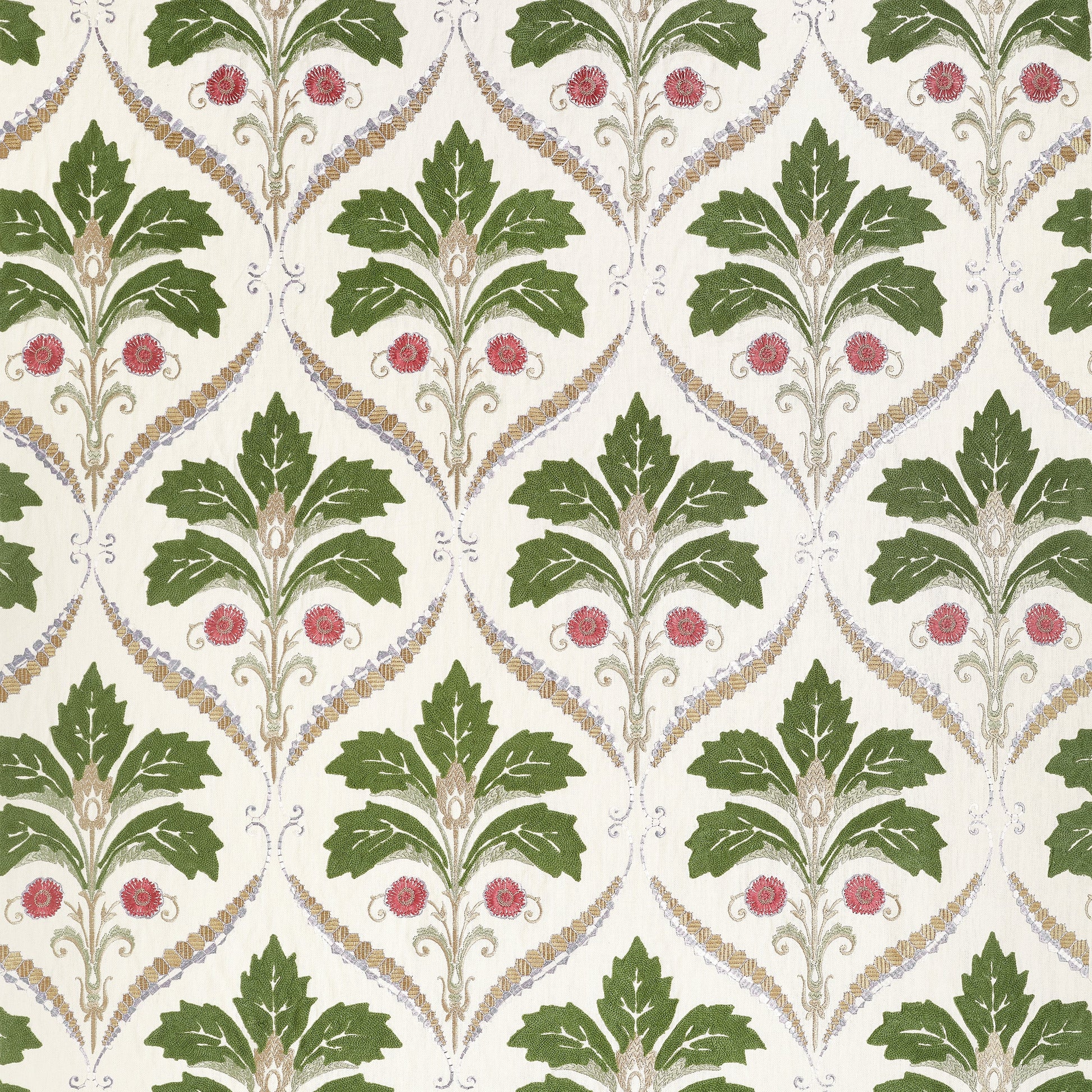 View Thibaut Fabric Item# W710508 Pattern Name Kendall Damask Embroidery From The Collection Boxwood Fabric Book. 