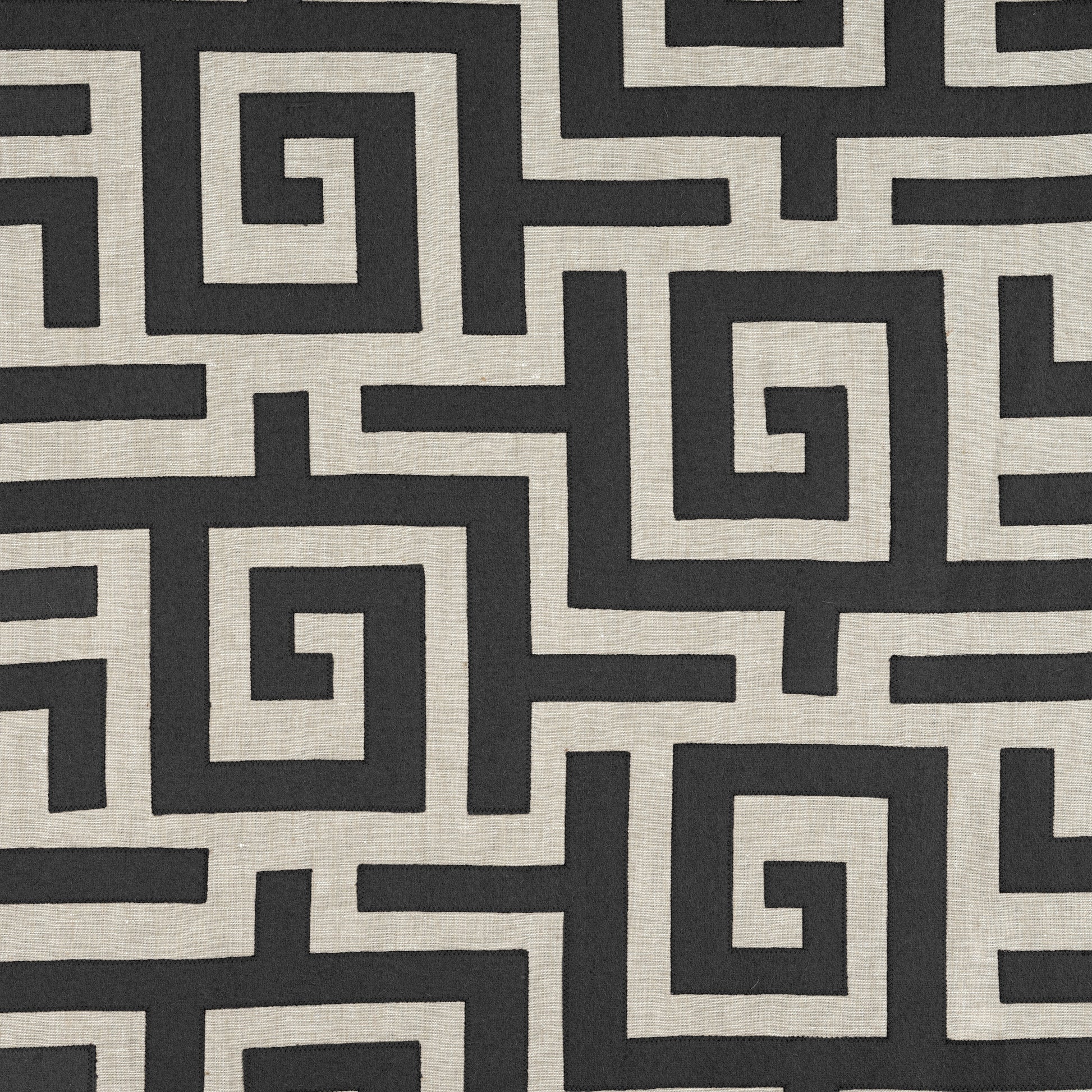 Purchase Thibaut Fabric SKU# W713221 pattern name Tulum Applique color Black on Natural