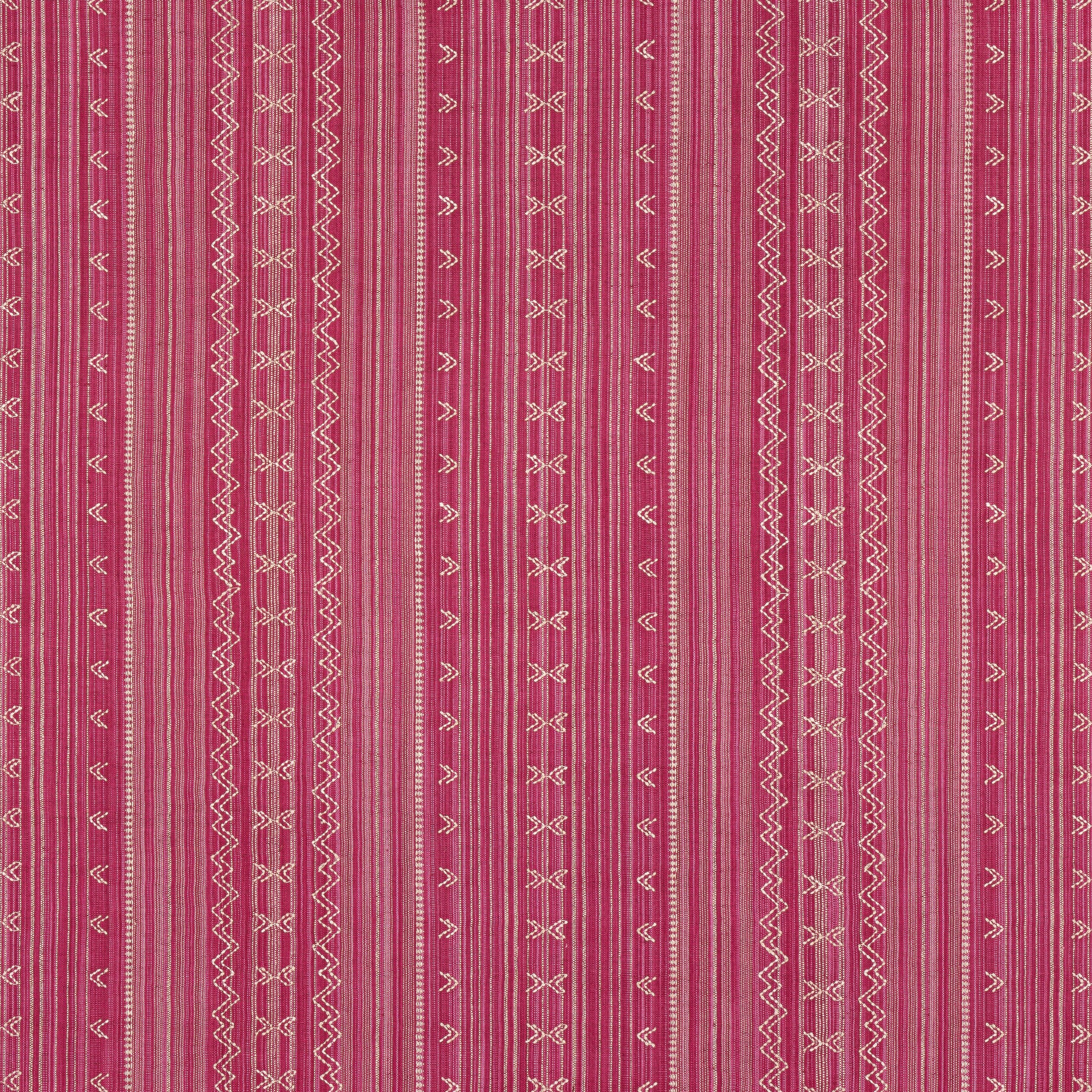 W736454 | Charter Stripe Embroidery, Raspberry - Thibaut Fabric