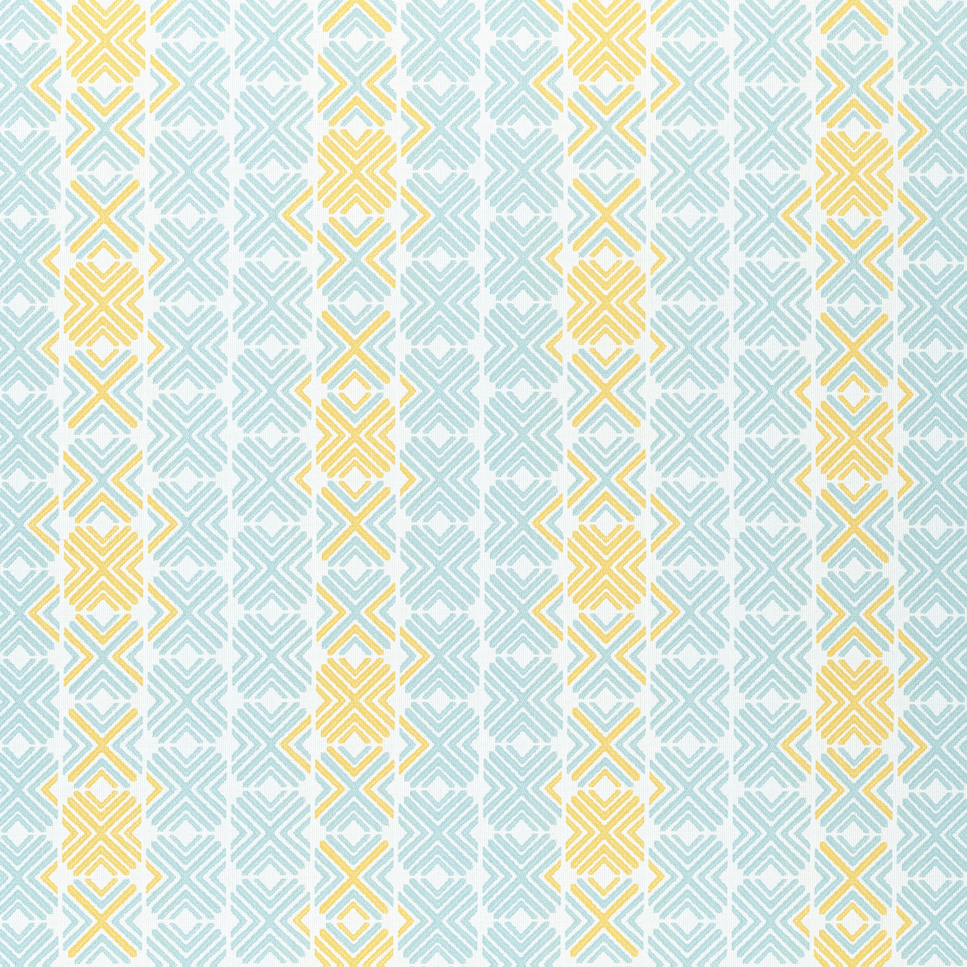 Purchase Thibaut Fabric Product# W74676 pattern name Jinx color Aqua and Sunshine