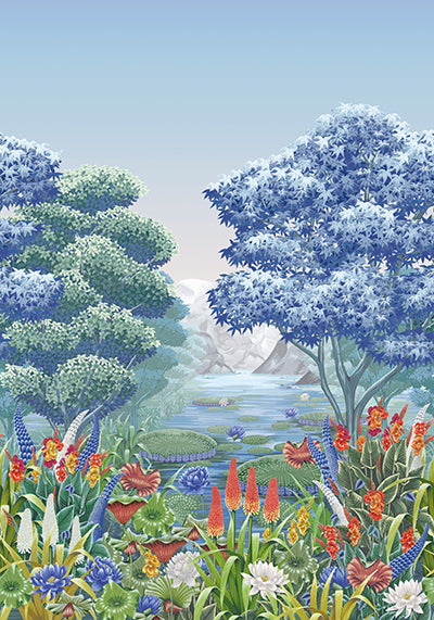 Purchase SKU W7810-01 pattern name & colorRhapsody Elysium Mural Cobalt. Osborne & Little Wallpaper