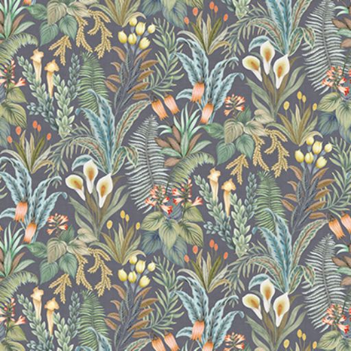 Purchase Sample - W7812-02 Rhapsody Calla Lily Midnight. Osborne & Little Wallpaper